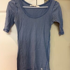 A&F Fitted Blue 3/4 Sleeve Blouse Y2K